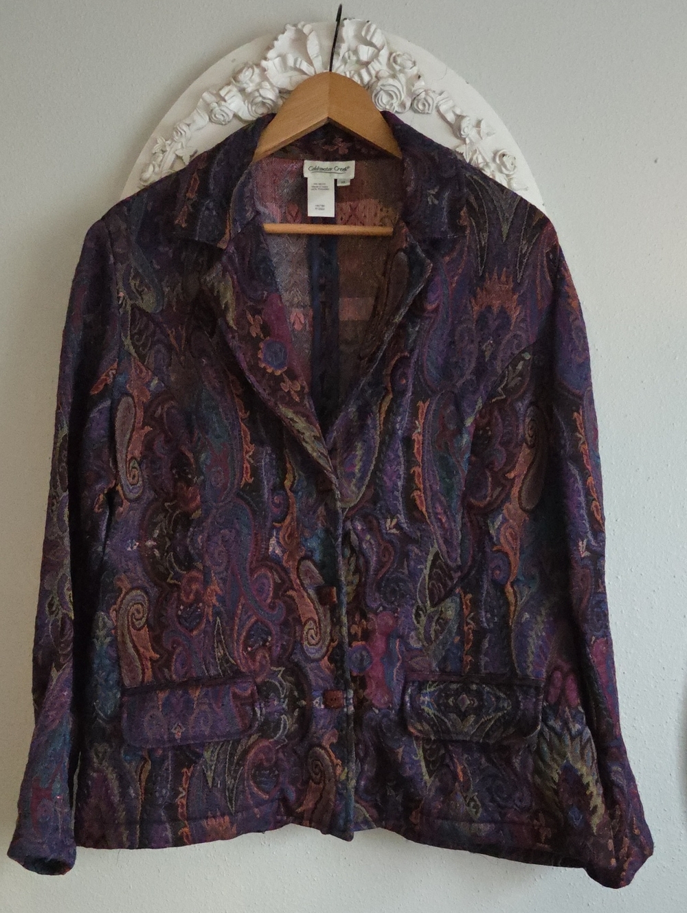 Purple Paisley Woven Tapestry Jacket With Shimmering Threads